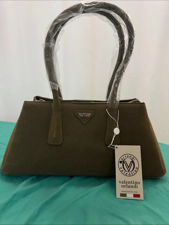 Valentino Orlandi Olive Green Structured Satchel