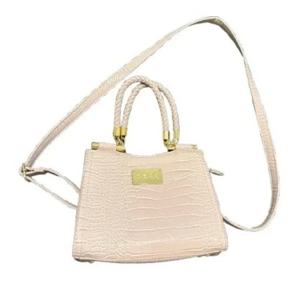 CLEARANCE-Pre-loved‎ bebe Pale Purple Croc-Embossed Top-Handle Satchel/Crossbody