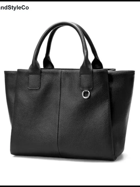 Genuine Leather Satchel Tote, Triple Pocket Top-handle Crossbody