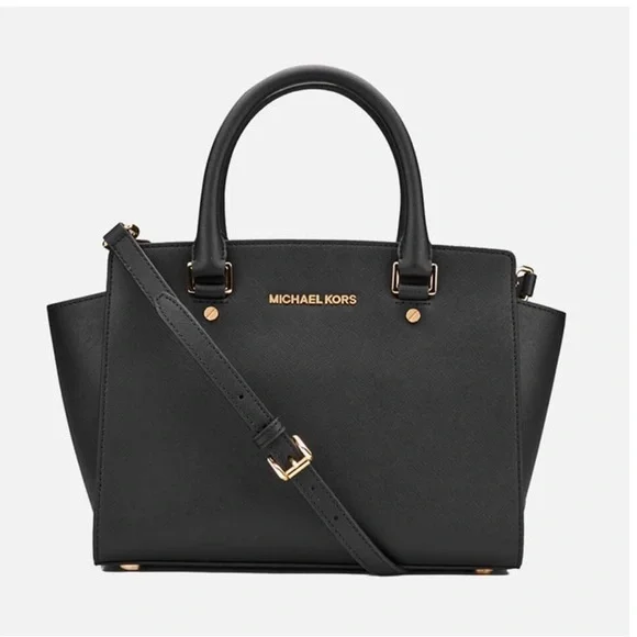 MICHAEL‎ MICHAEL KORS Women's Selma Medium Top Zip Satchel - Black