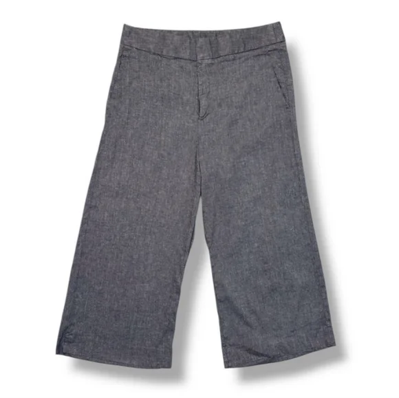 BANANA REPUBLIC Linen Blend Flat Front High Waist Wide Leg Cropped Trousers