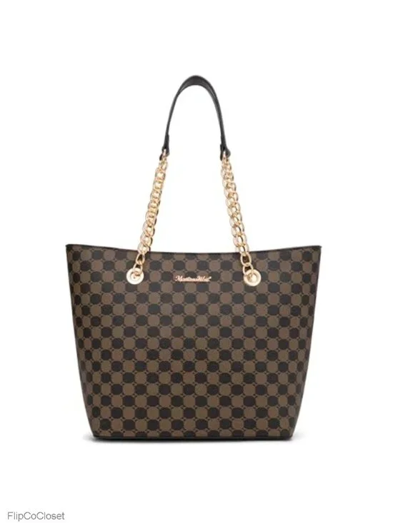 PU Leather Chain Handle Hobo Satchel Bag