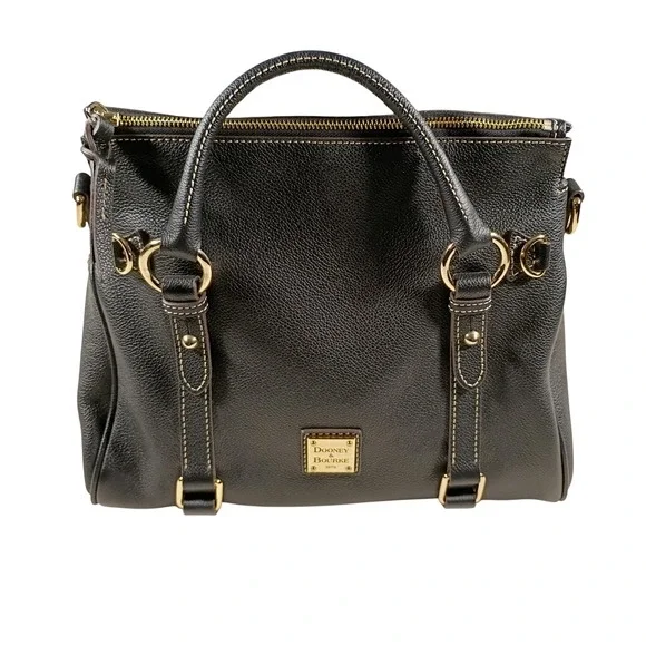 Dooney & Bourke Satchel Women Medium Black Pebbled Leather Gold HW