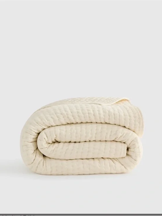 Quince European Linen Cotton Stitch Quilt - Ivory - King/Cali King