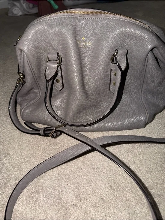 kate spade Gray Pebbled Leather Dome Satchel with Crossbody Strap
