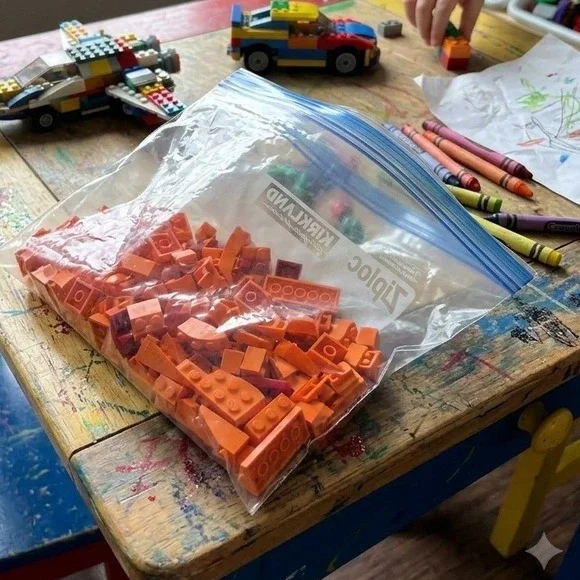 LEGO Bulk Lot Orange Bricks Plates Slopes Specialty Pieces 11oz Assorted Parts