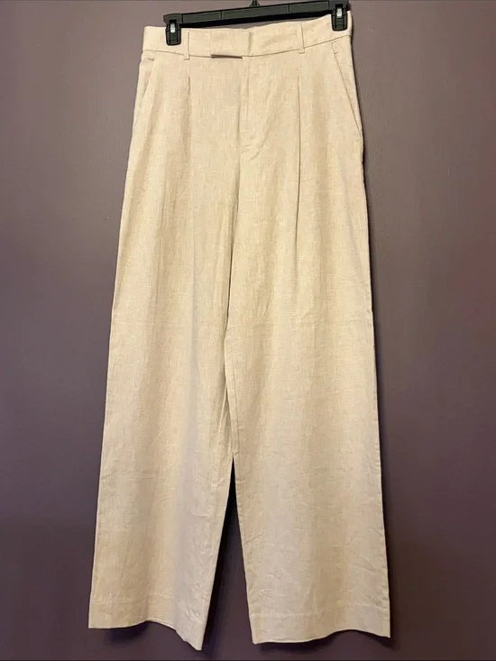 Banana Republic Wide-Leg Linen Blend Pants - Cream/Natural size 8 NWT