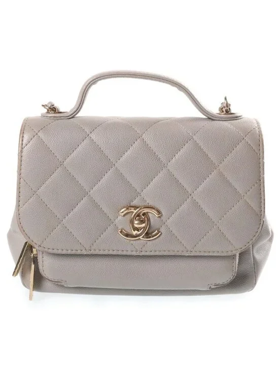 Chanel Quilted Affinity Small 2-Way Chain Shoulder Bag Gray Caviar Leather Gold