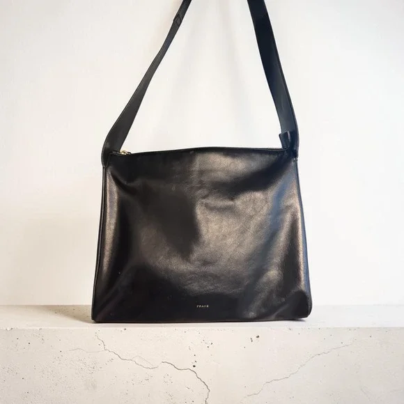 FRAME Ilona‎ Hamer Black Leather Shoulder Bag Made in Italy | Quiet Luxury