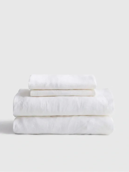 NEW Quince KING European Linen Sheet Set WHITE $206