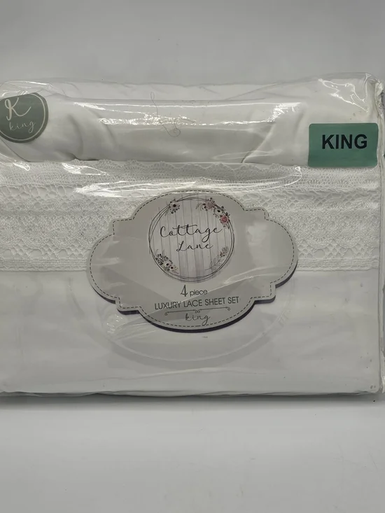 Cottage Lane 4-piece king-size luxury lace sheet set