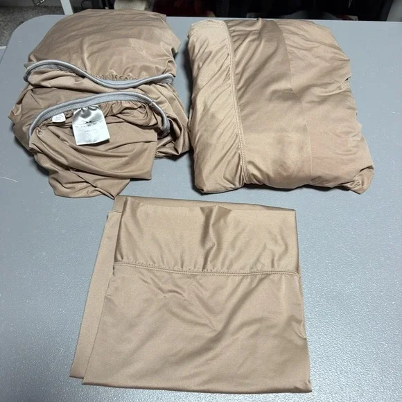 Sheex Performance Sheet Set Flat, Fitted, 1 Pillowcase Tan Stretchy Luxury
