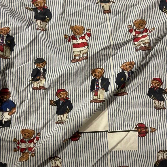 Vintage Ralph Lauren Bear Twin Size Fitted Sheet 90s Preppy Kidcore Retro