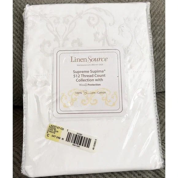 Linen‎ Source Supreme Supima White Queen Flat Sheet 512 Tread Count Cotton NEW