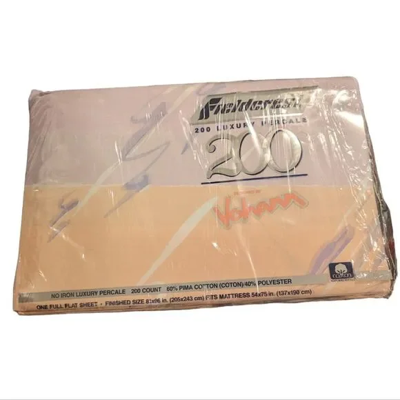 Vintage‎ 80s Fieldcrest pastel print full size flat sheet NIP