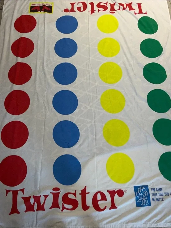Vintage 2001 Twister Twin Flat Sheet & Pillowcase Hasbro Game Bedding Y2K