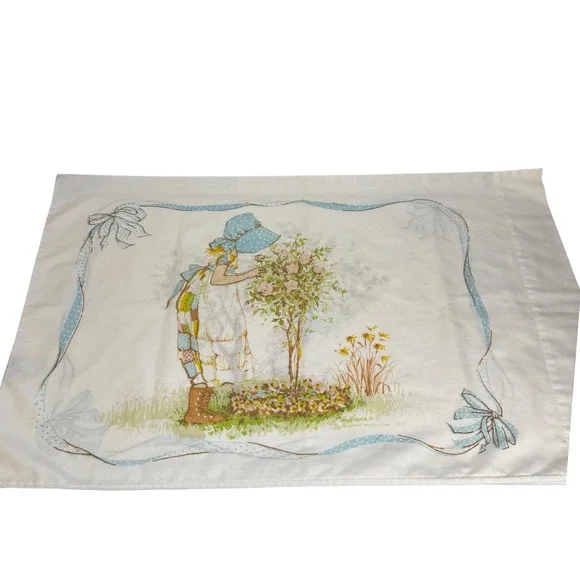 Vintage 1976 Holly Hobbie JCPenney Standard Pillowcase Double Sided Sunbonnet