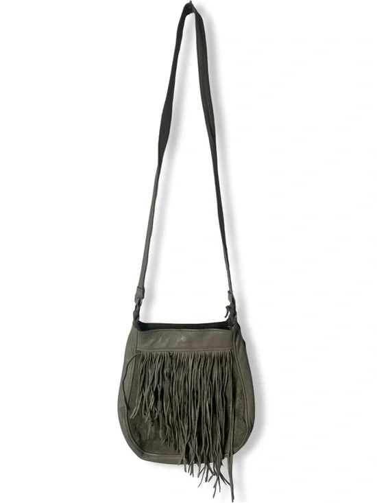Love Melody Handmade Leather Fringe Crossbody Bag Taupe Suede Boho Saddle‎ Bag