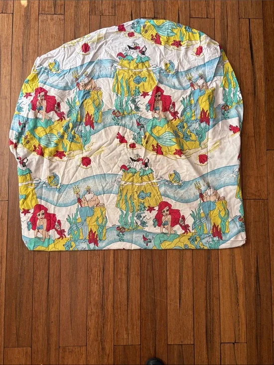 Vintage Little Mermaid Disney Twin Size Fitted Bed Sheet Ariel Flounder Triton