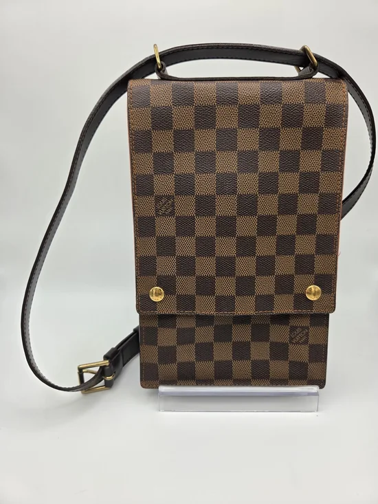 Authentic Louis Vuitton Damier Ebene Brown Portobello Travel Shoulder Bag