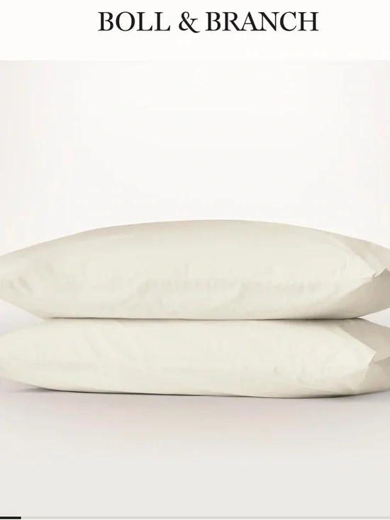 BOLL AND BRANCH NWT Percale Vintage Washed Cream Organic Soft Pillowcase Pair