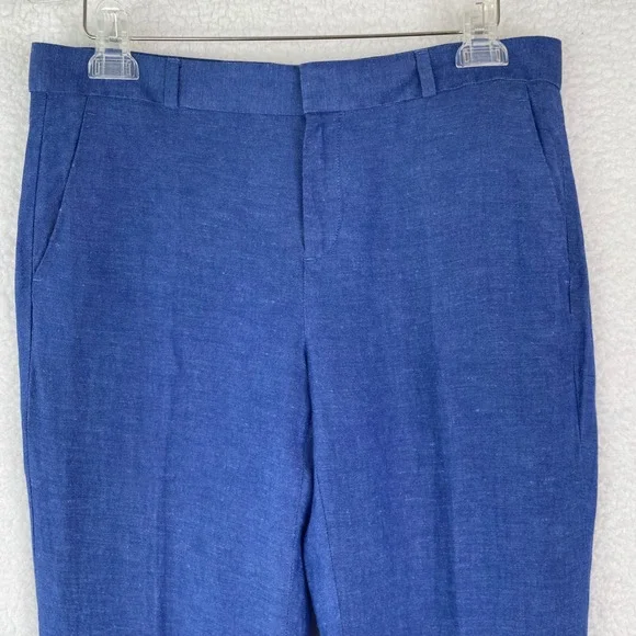 Banana Republic Avery Blue‎ Linen Blend Ankle Pants Womens 6 Cobalt Slim Career