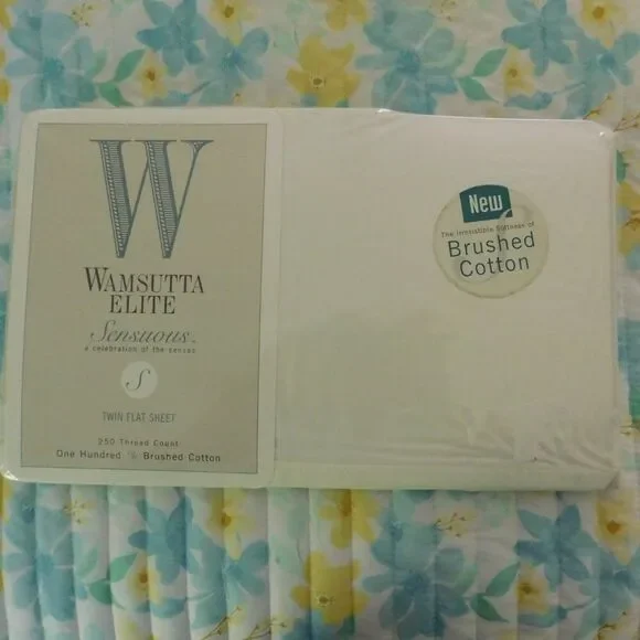 NEW Wamsutta Elite Sensuous Ivory Twin‎ Flat Sheet 250 TC Brushed Cotton Milk