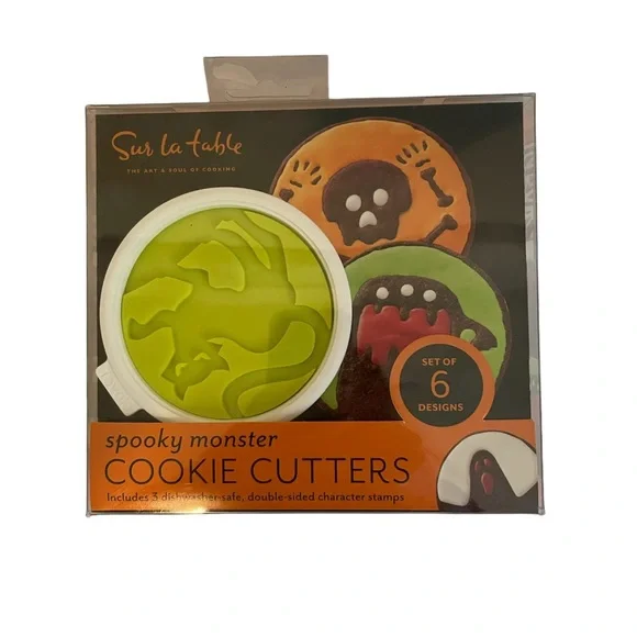 New! Sur La Table Spooky Monster Cookie Cutters – Set of 6 Designs Halloween