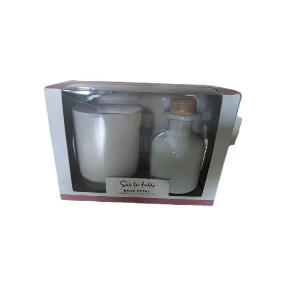 Sur La‎ Table Soy Candle & Reed Diffuser Set Rose Petal Glass Bottle Gift NIB