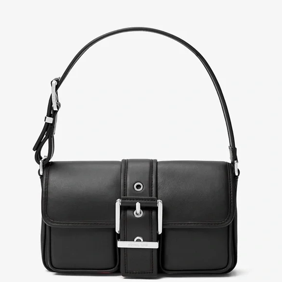 NEW NWT MICHAEL MICHAEL KORS Colby Medium Leather Shoulder Black Bag