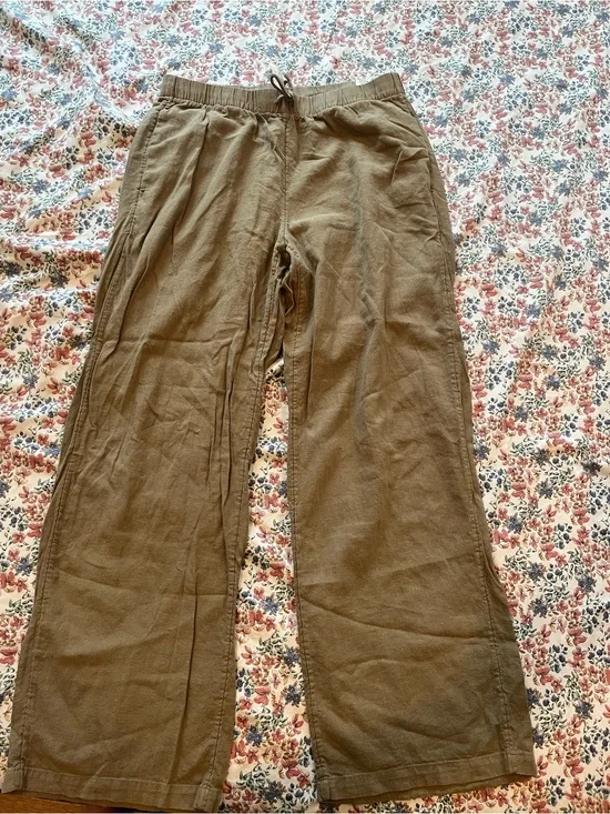 Babaton Olive Drawstring Wide-Leg Sweatpants