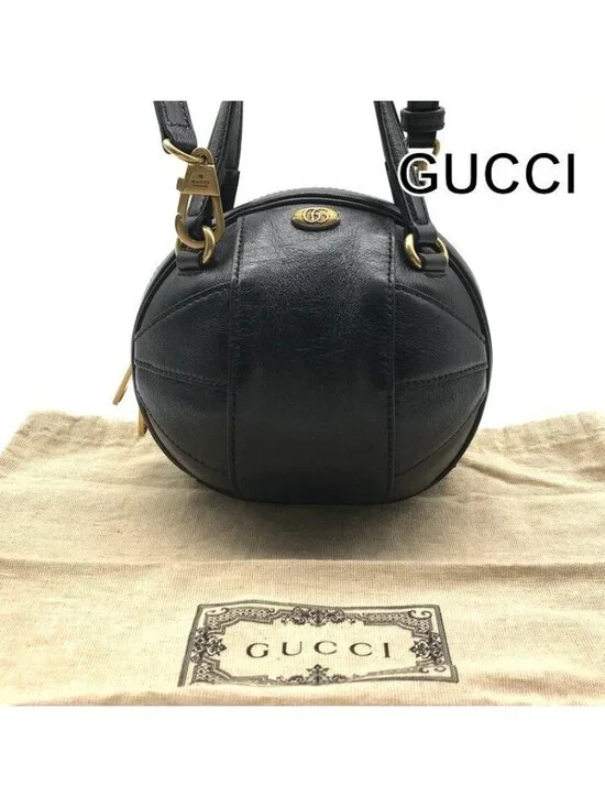Gucci Basketball Shape Mini 2-Way Bag Leather Black Bag