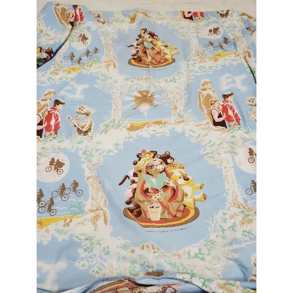 Vintage 1982 80s Light Blue ET the Extra Terrestrial Fabric Twin Fitted Sheet