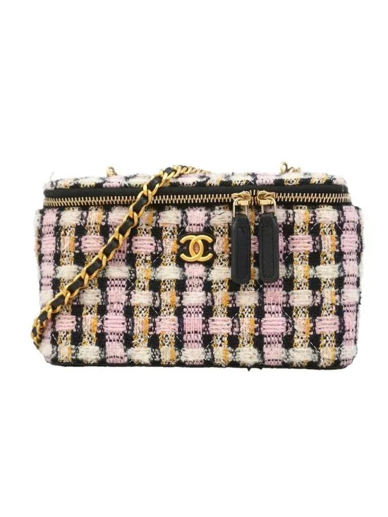 Chanel Shoulder Bag Tweed Multicolor Gold