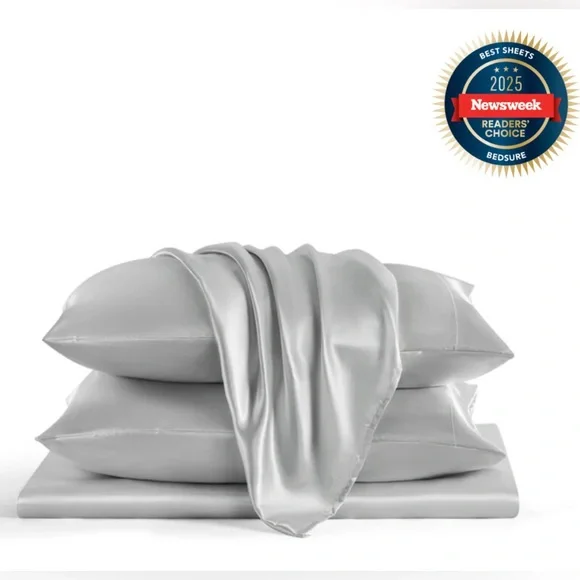 BEDSURE KING 4pc Satin Sheet Bedding Set Elegant Breathable