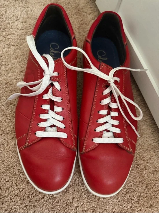 Cole Haan Nike Air Red Leather Sneakers Low Top