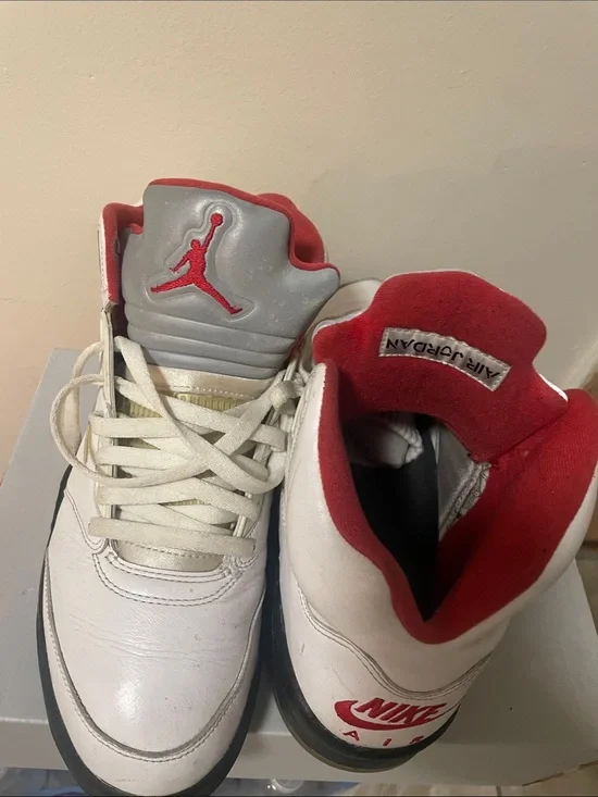 Nike Kids White and Red Air Jordan Sneakers