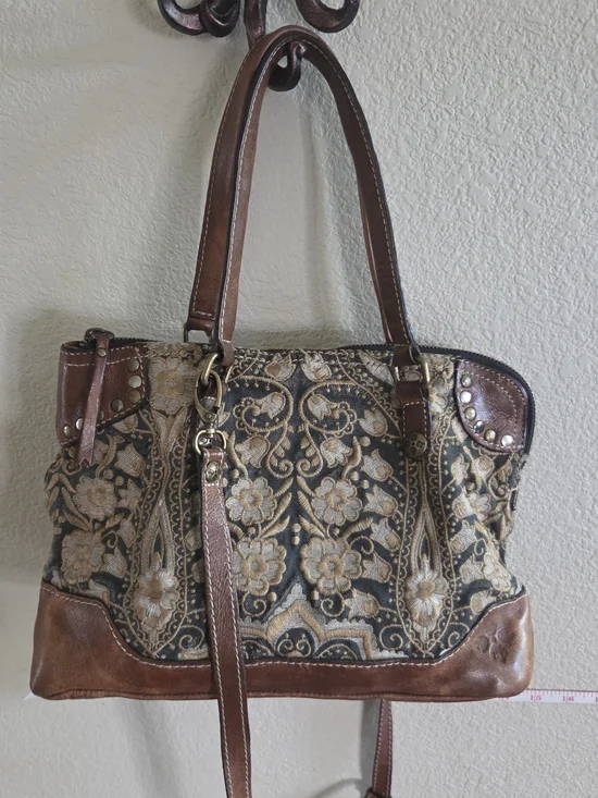 Patricia Nash Tapestry Floral Embroidered Satchel - Black and Brown