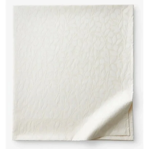 The Company Store Supima Cotton Jacquard Leaf Flat Sheet Queen Ivory 51352A