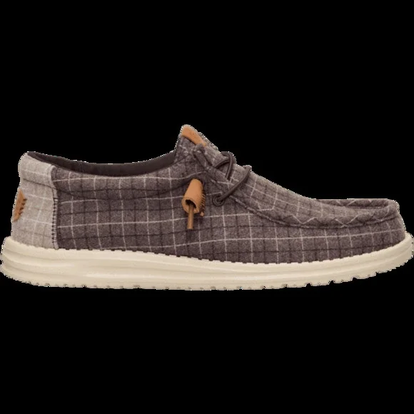 NWT Hey Dude Shoes Wally Plaid Corduroy Size 13 in Mole Brown