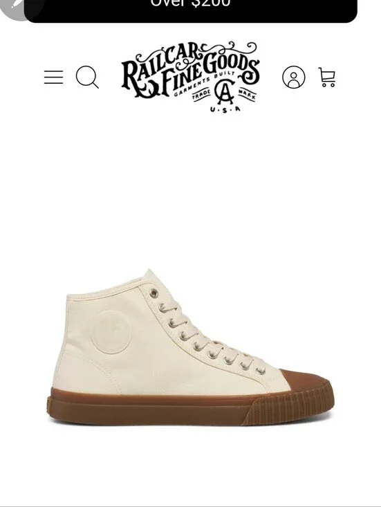 P.F. Flyers Cream High-Top Canvas Sneakers with Brown Sole