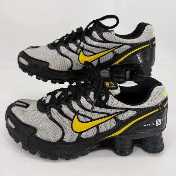 Nike Shox iD Mens Running Shoes Grey Black Yellow 326907-992 Size 8