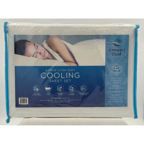Comfort Cool 4 Piece Ultra Soft Cooling Sheet Set - Queen Size - NEW IN Package