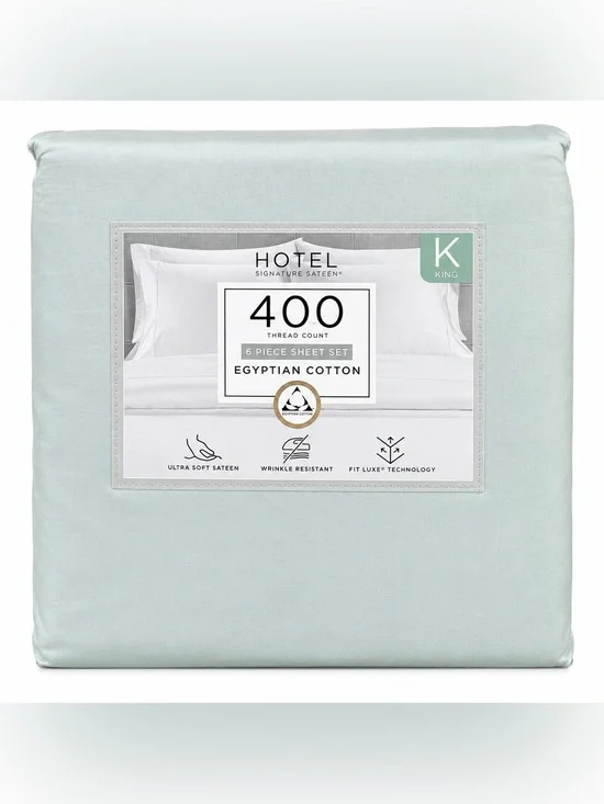 400-Thread Egyptian Cotton King Sheet Set - Mint