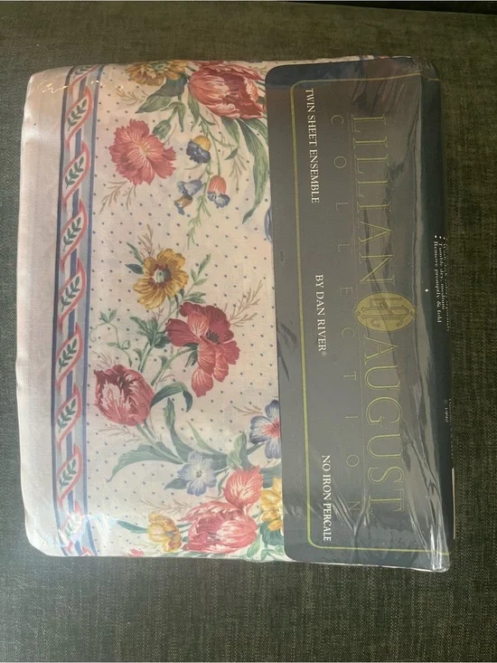 Lillian August Collection Floral Twin Sheet Set - Cream with Multicolor Floral