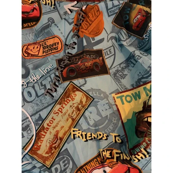 Disney Pixar Cars Full Sheet Set Lightning McQueen Tow Mater Blue Racing Bedding