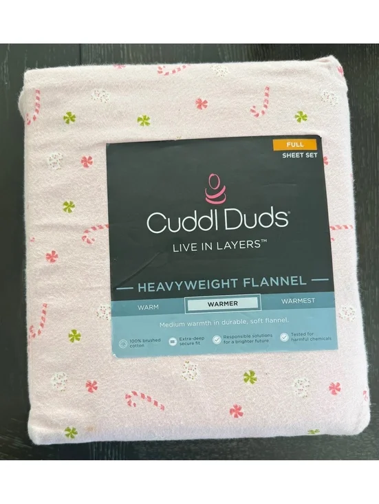 Cuddl Duds Heavyweight Flannel Pink Candy Scatter Sheet Set