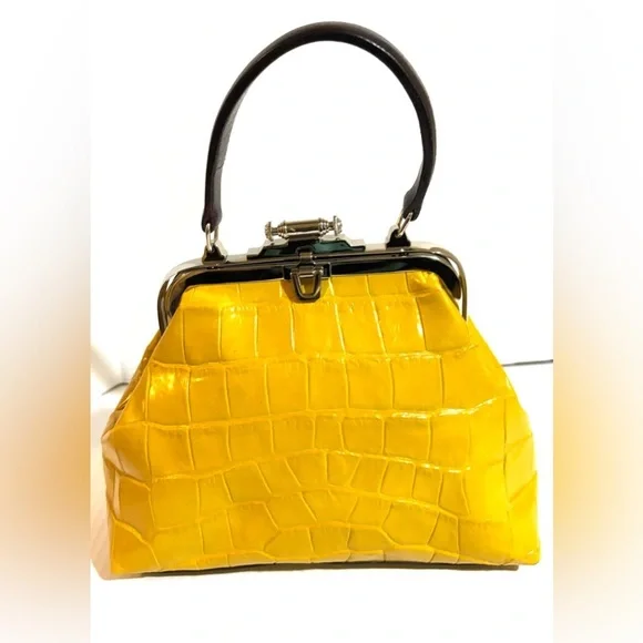 Yellow Crocodile-Embossed leather handle bag Women's Bag