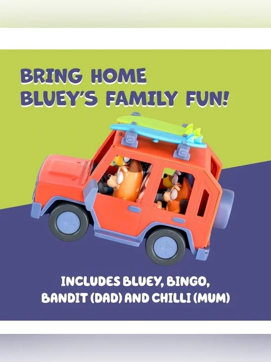 Bluey Heeler Family 4WD Vehicle Playset with 4 Figures & Surfboards
