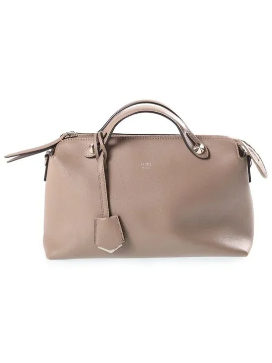 Fendi by the Way Medium 2-Way Shoulder Bag Greige Leather Silver